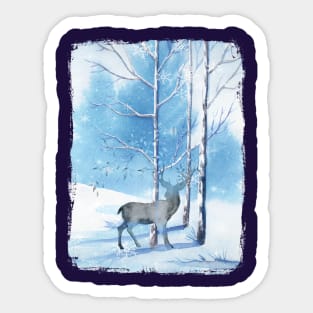 Christmas Stag Scene Sticker